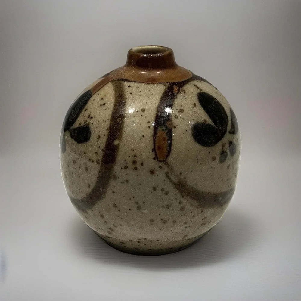 Vtg OMC Japan Otagiri Mercantile Company Hand Painted Ceramic Bud Vase Bulbous